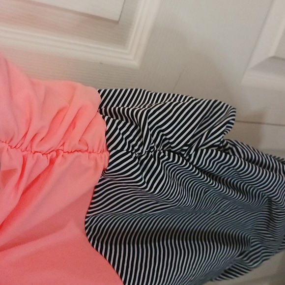 Cocoship one piece halter swimsuit - 8 - peach/black&white stripes - Picture 6 of 9